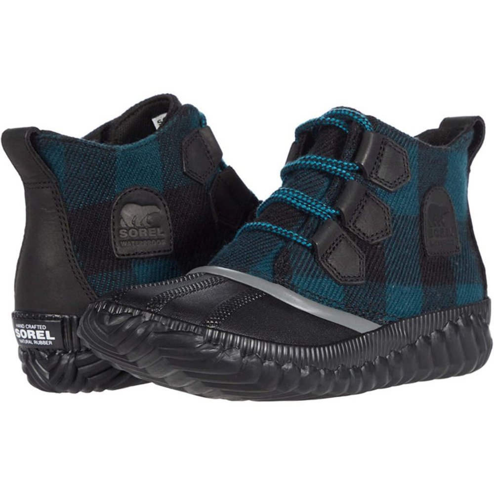 Sorel Out N About Plus Waterproof Black Plaid Ankle Boots Sneakers Shoes New